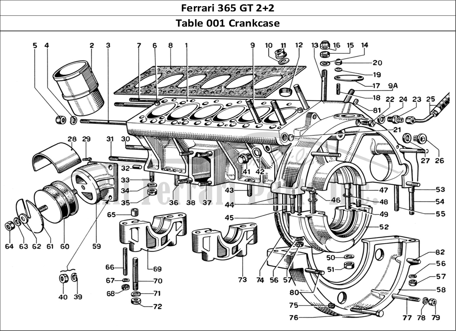 Ferrari Parts Ferrari 365 GT 2+2 (Mechanical) Page 001 Crankcase