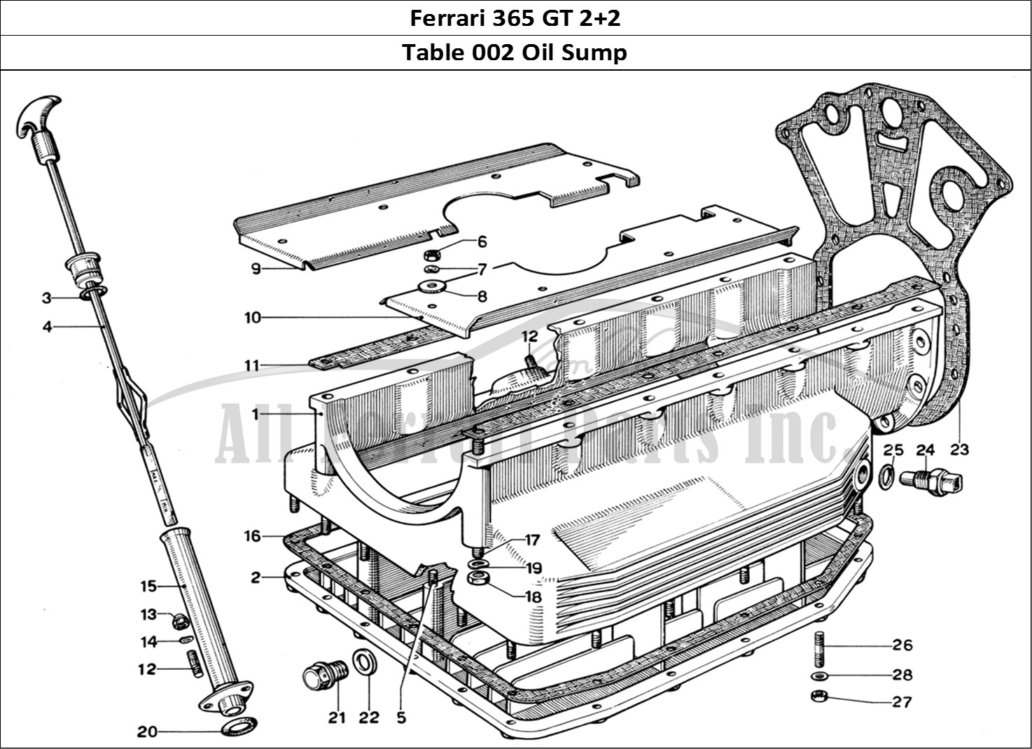 Ferrari Parts Ferrari 365 GT 2+2 (Mechanical) Page 002 Oil Sump