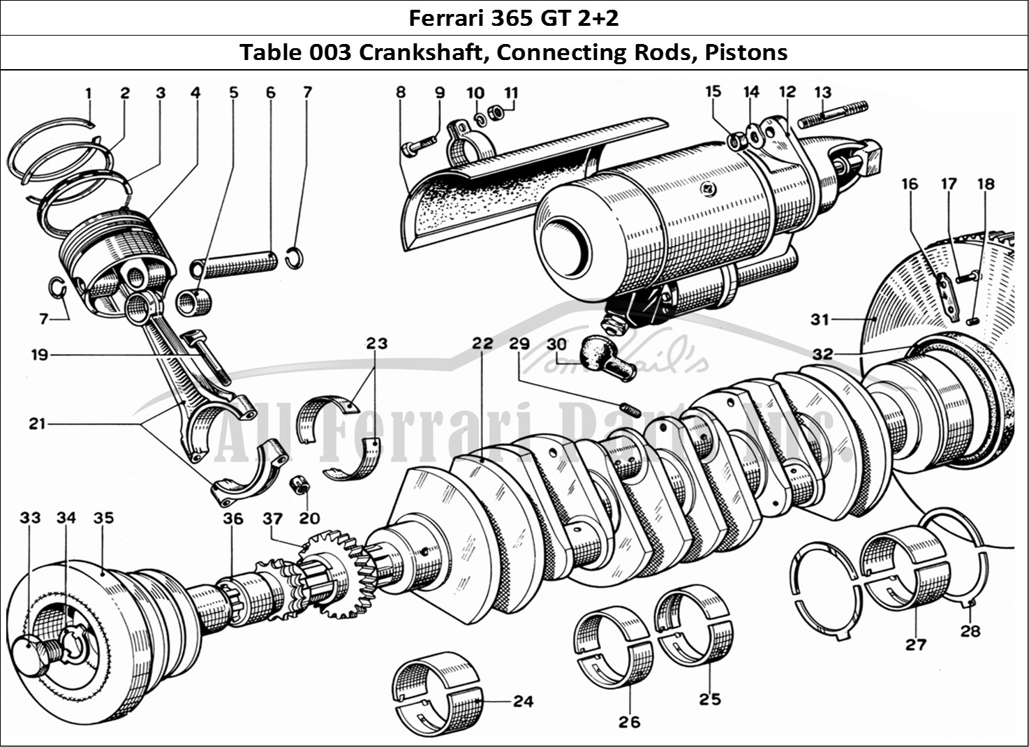 Ferrari Parts Ferrari 365 GT 2+2 (Mechanical) Page 003 Crankshaft, Connecting Ro