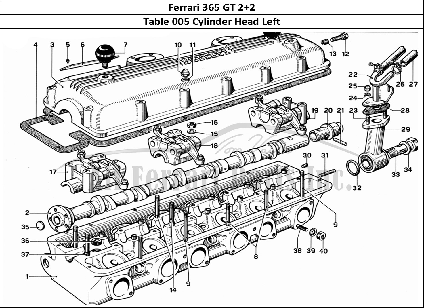 Ferrari Parts Ferrari 365 GT 2+2 (Mechanical) Page 005 Cylinder Head (Left)