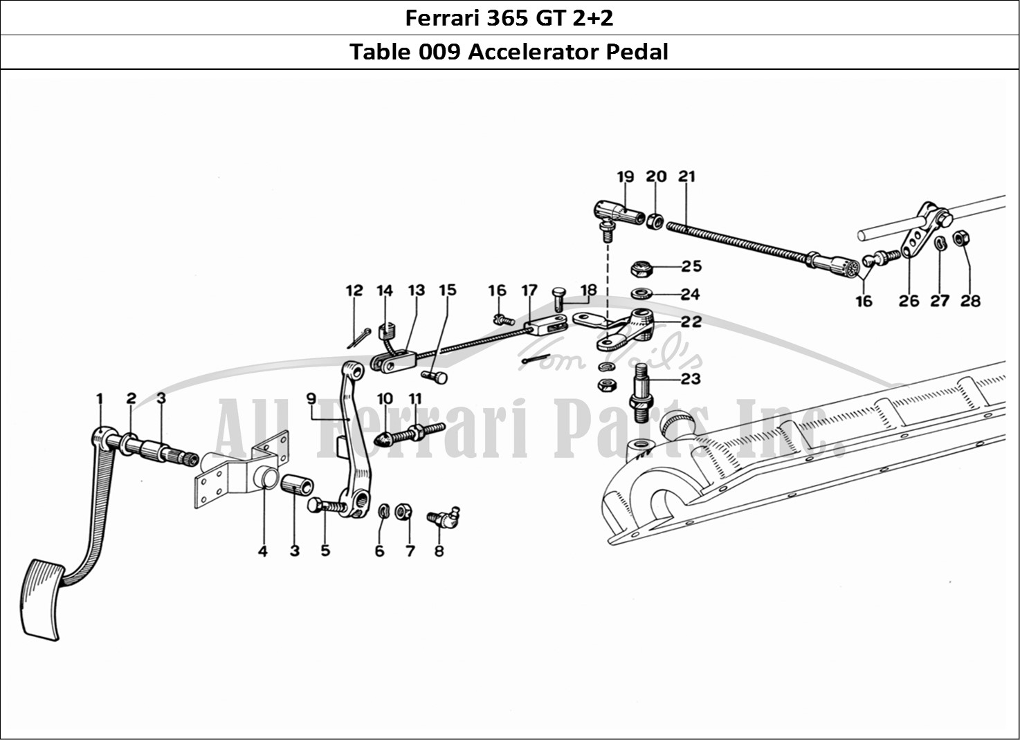 Ferrari Parts Ferrari 365 GT 2+2 (Mechanical) Page 009 Throttle Pedal