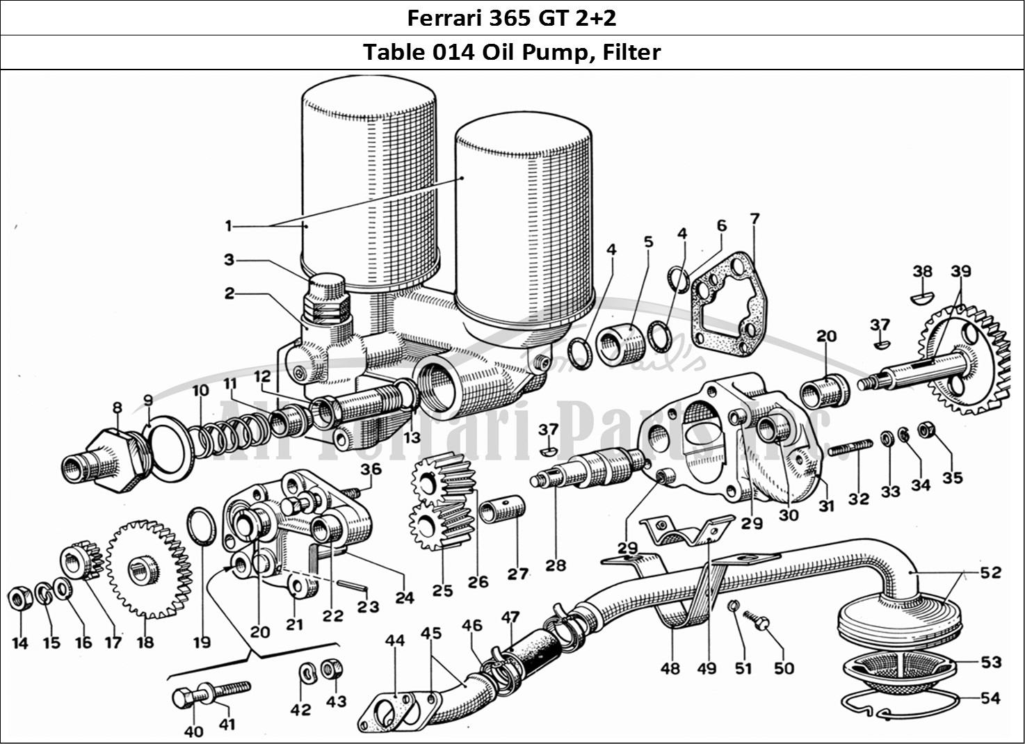 Ferrari Parts Ferrari 365 GT 2+2 (Mechanical) Page 014 Oil Pump and Filters
