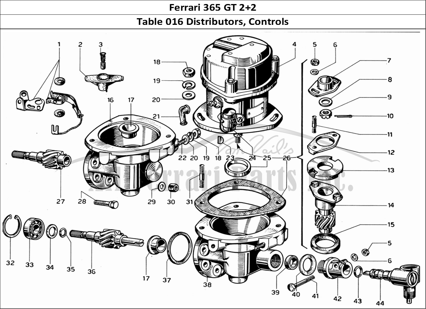 Ferrari Parts Ferrari 365 GT 2+2 (Mechanical) Page 016 Distributors and Controls
