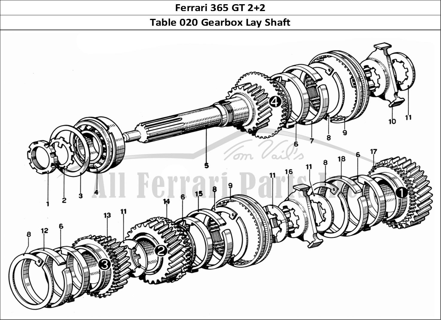 Ferrari Parts Ferrari 365 GT 2+2 (Mechanical) Page 020 Lay Shaft