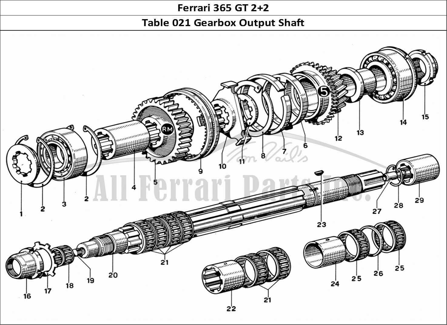 Ferrari Parts Ferrari 365 GT 2+2 (Mechanical) Page 021 Output Shaft