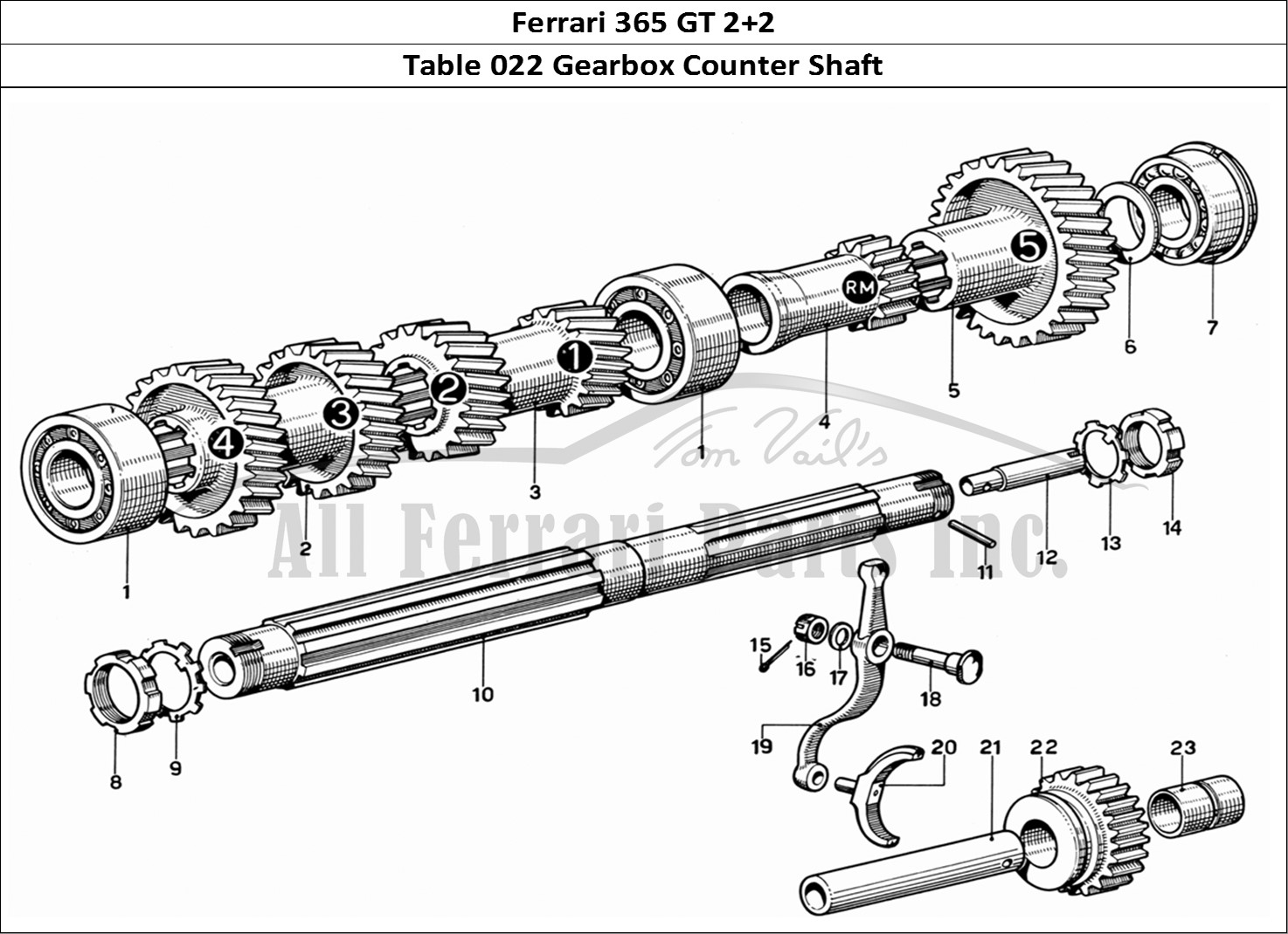 Ferrari Parts Ferrari 365 GT 2+2 (Mechanical) Page 022 Countershaft