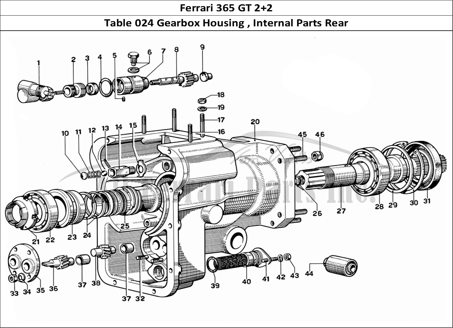 Ferrari Parts Ferrari 365 GT 2+2 (Mechanical) Page 024 Rear Gear Box Housing