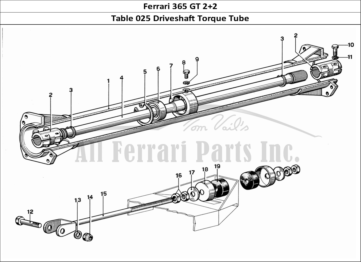 Ferrari Parts Ferrari 365 GT 2+2 (Mechanical) Page 025 Transmission Shaft