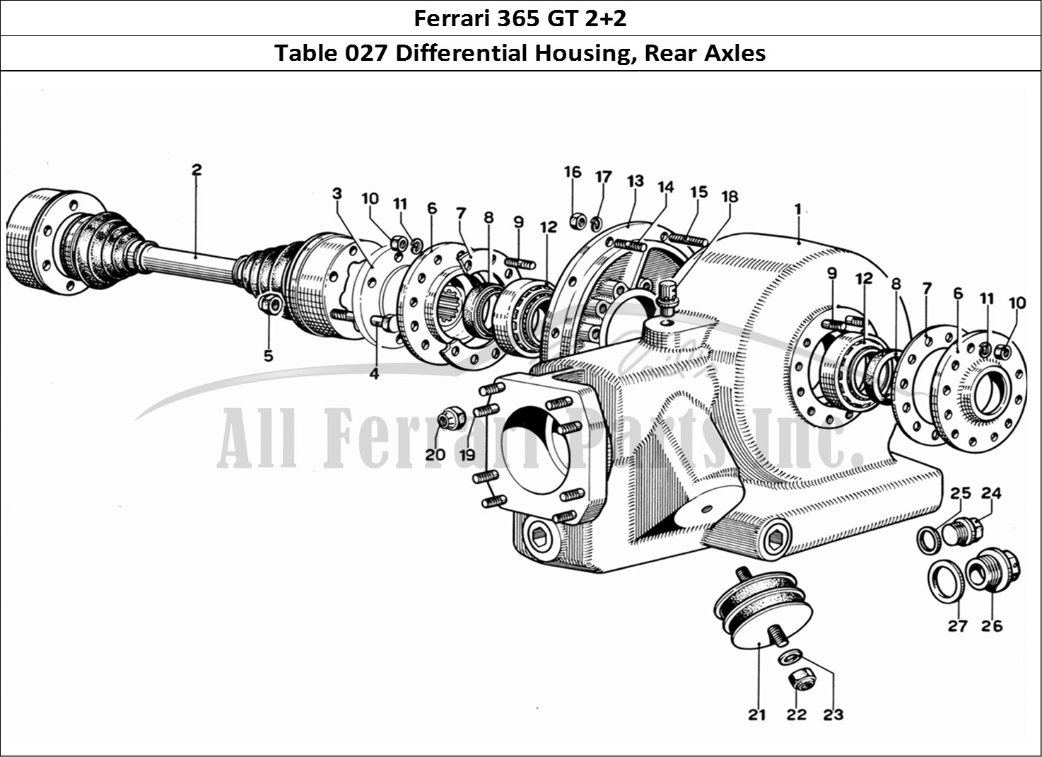 Ferrari Parts Ferrari 365 GT 2+2 (Mechanical) Page 027 Rear Axle and Axle