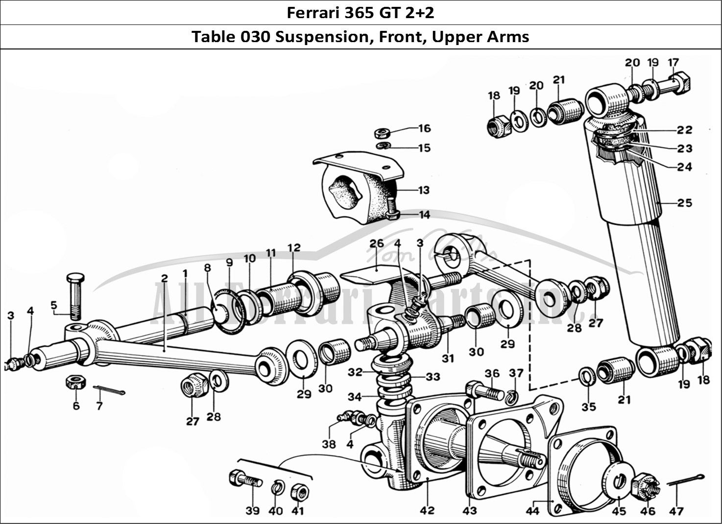 Ferrari Parts Ferrari 365 GT 2+2 (Mechanical) Page 030 Front Wheel Suspension -