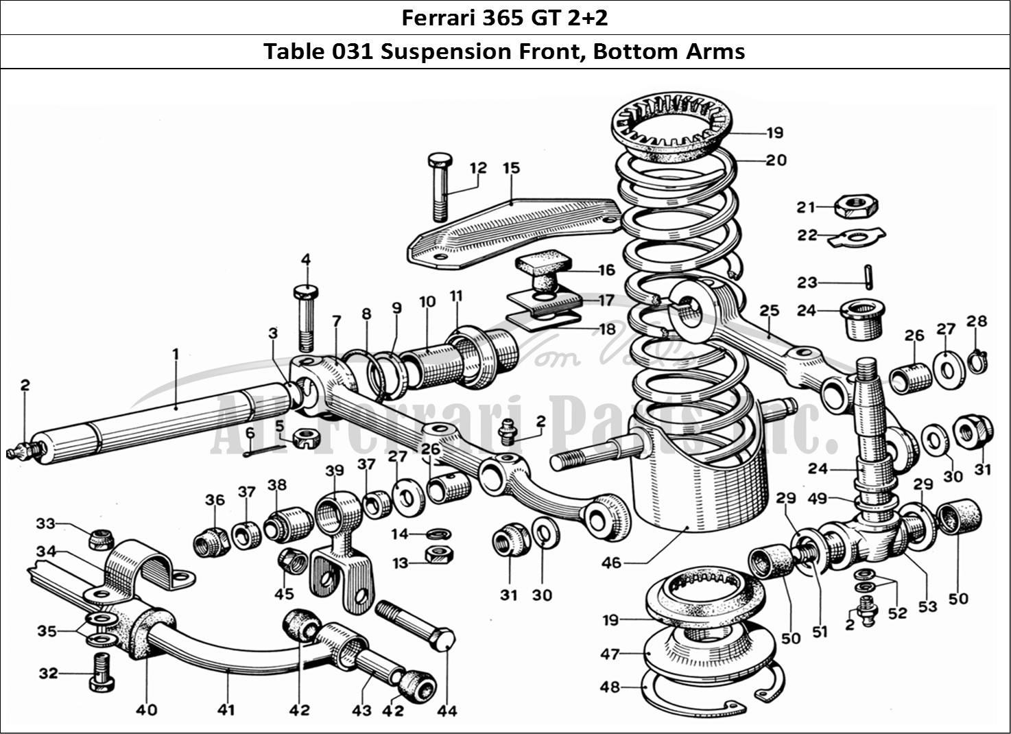 Ferrari Parts Ferrari 365 GT 2+2 (Mechanical) Page 031 Front Wheel Suspension -