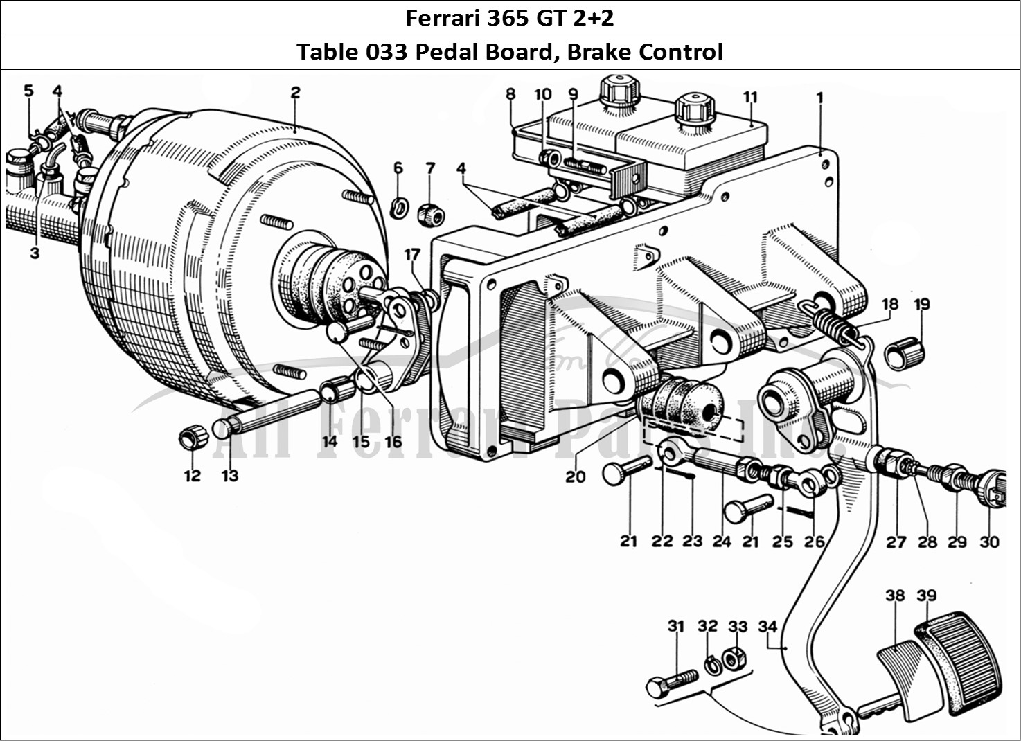 Ferrari Parts Ferrari 365 GT 2+2 (Mechanical) Page 033 Pedal Board - Brake Contr