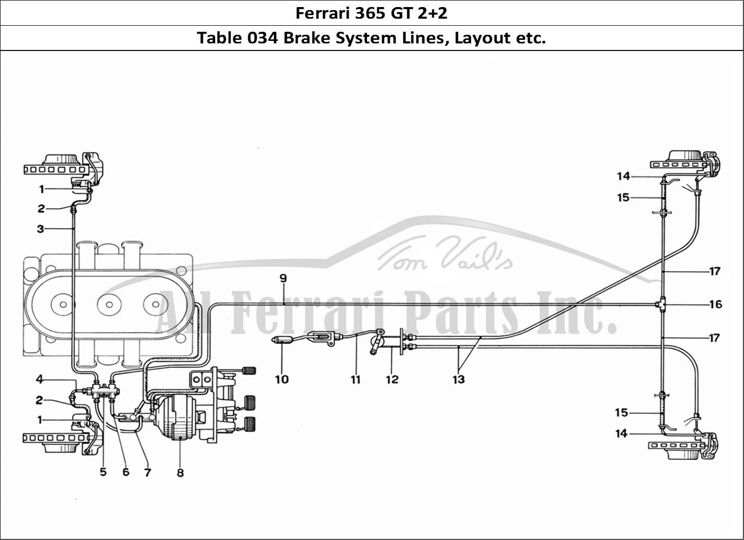Ferrari Parts Ferrari 365 GT 2+2 (Mechanical) Page 034 Brake System Scheme