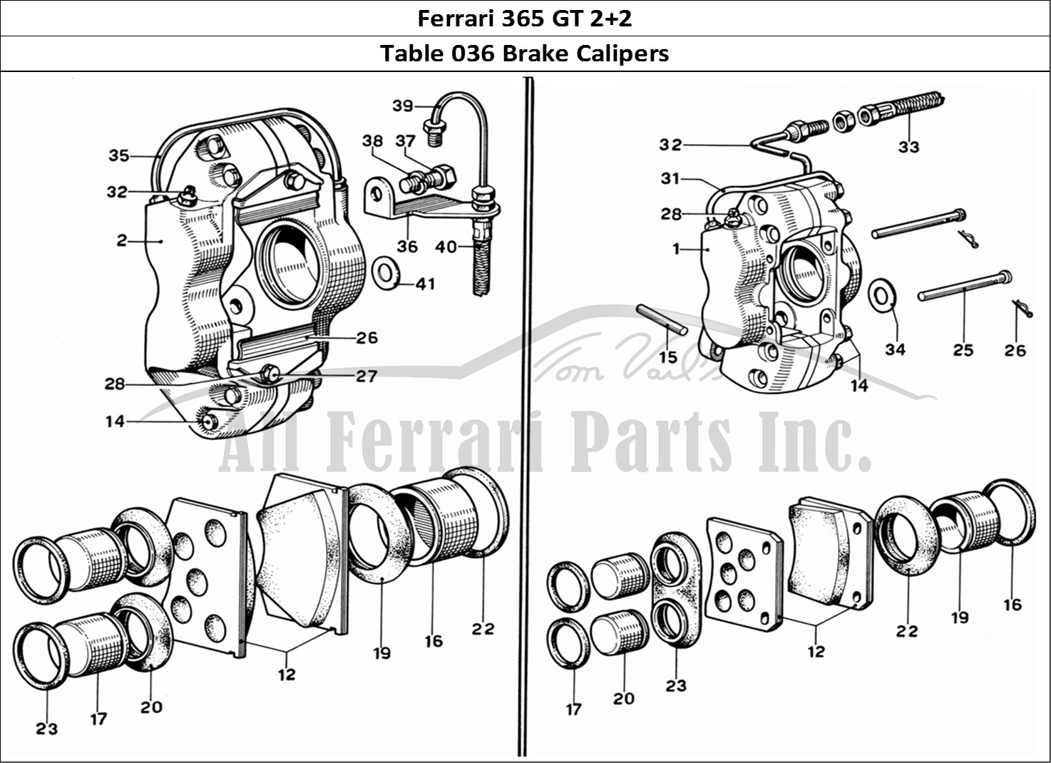 Ferrari Parts Ferrari 365 GT 2+2 (Mechanical) Page 036 Front and Rear Brakes Cal