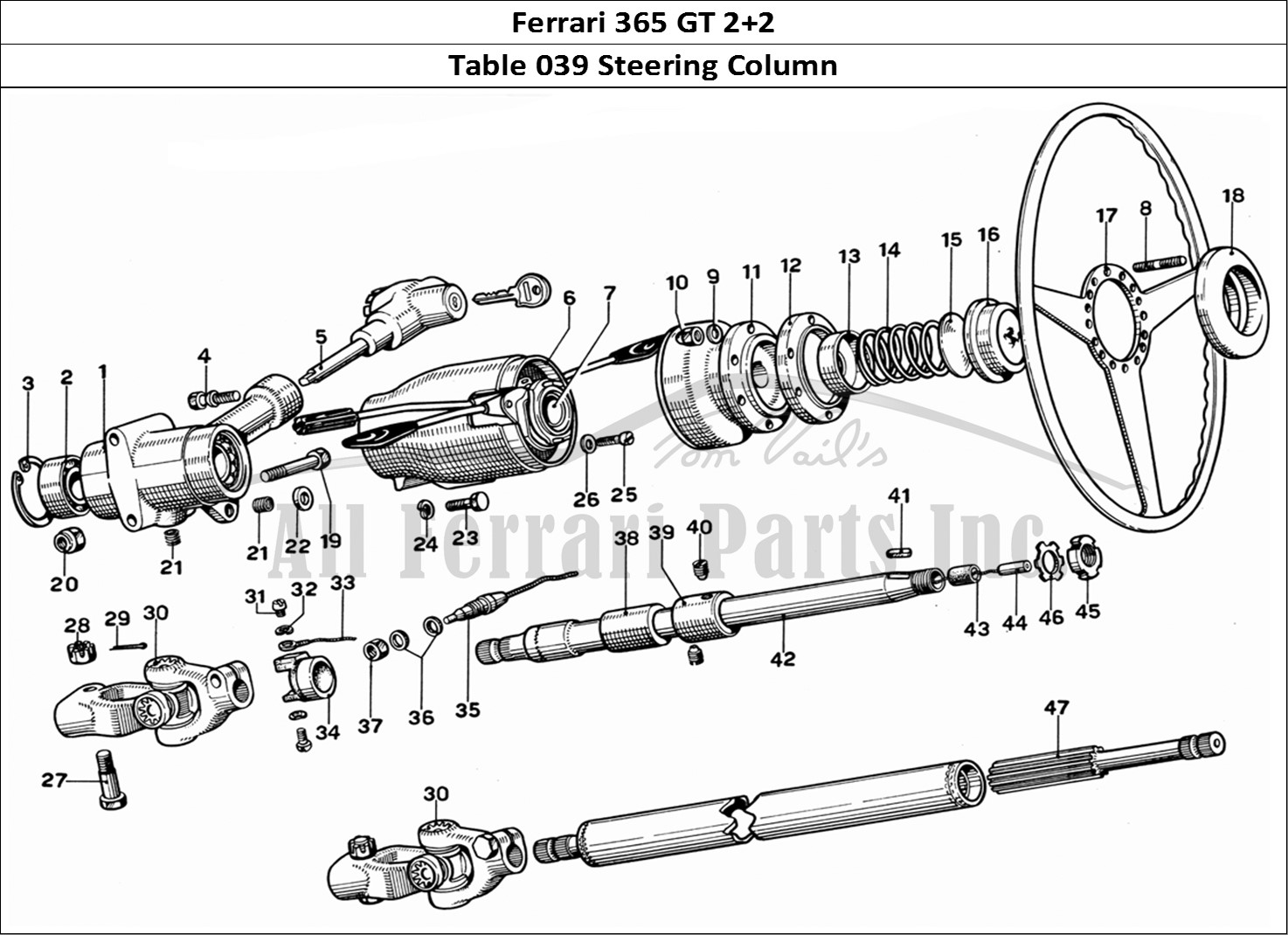 Ferrari Parts Ferrari 365 GT 2+2 (Mechanical) Page 039 Steering Column