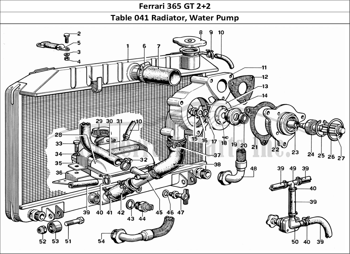 Ferrari Parts Ferrari 365 GT 2+2 (Mechanical) Page 041 Radiator and Water Pump