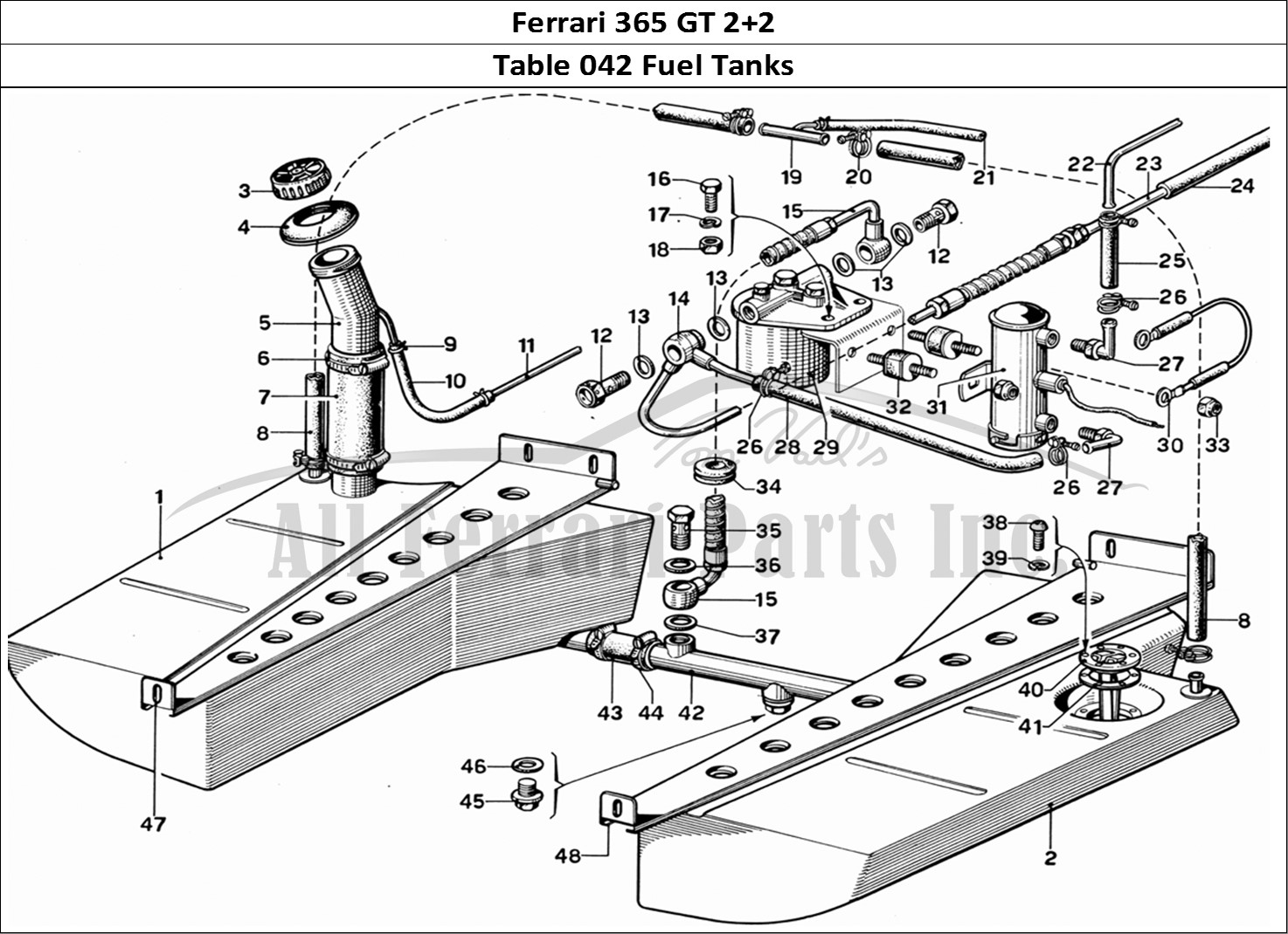 Ferrari Parts Ferrari 365 GT 2+2 (Mechanical) Page 042 Fueltanks