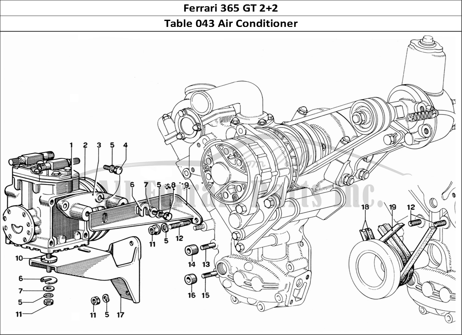 Ferrari Parts Ferrari 365 GT 2+2 (Mechanical) Page 043 Air Conditioning