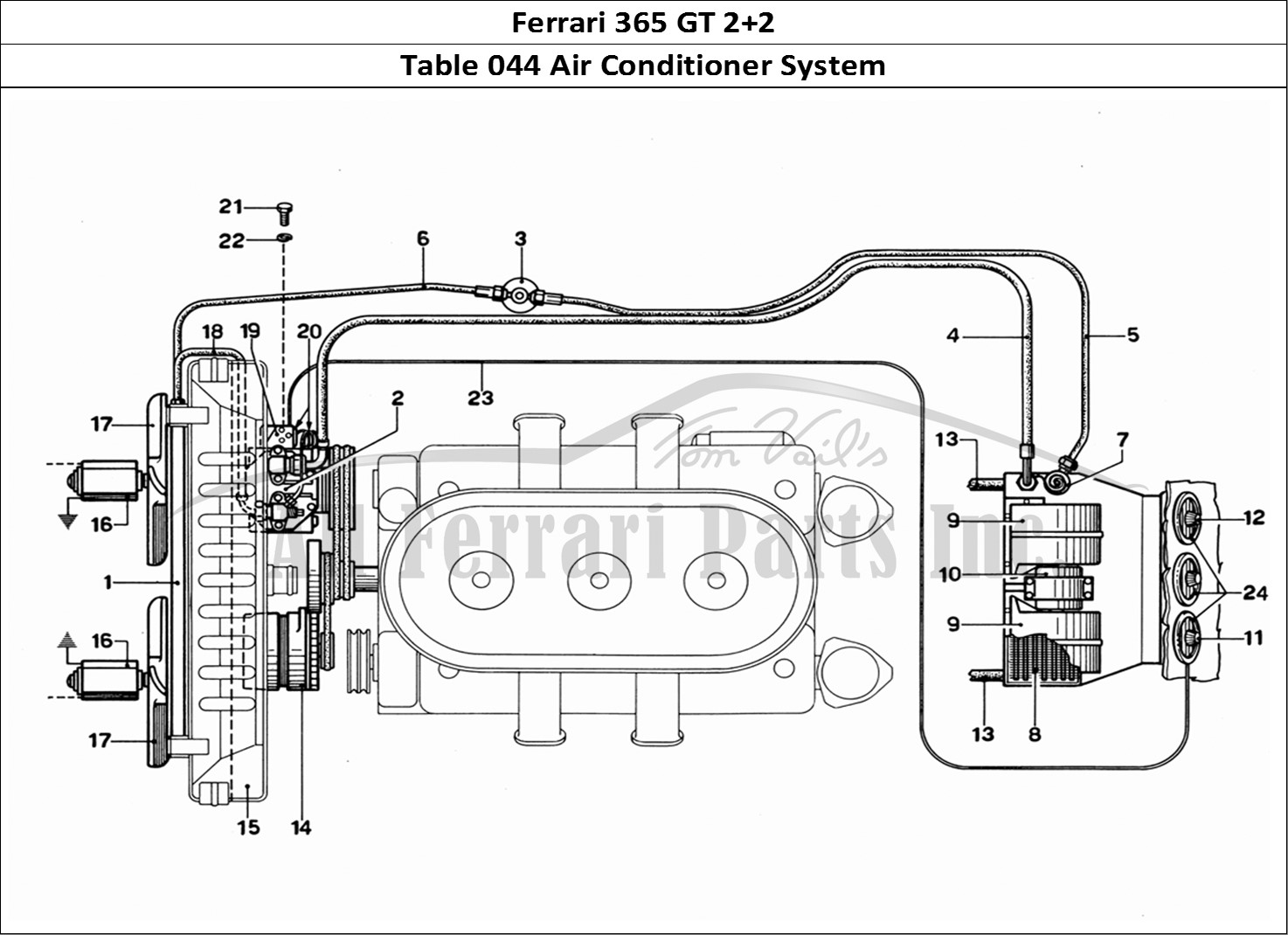 Ferrari Parts Ferrari 365 GT 2+2 (Mechanical) Page 044 Air Conditioning Layout S