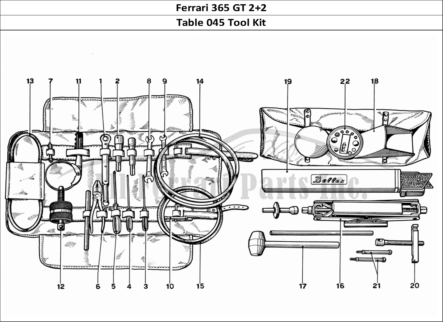 Ferrari Parts Ferrari 365 GT 2+2 (Mechanical) Page 045 Tool-Kit