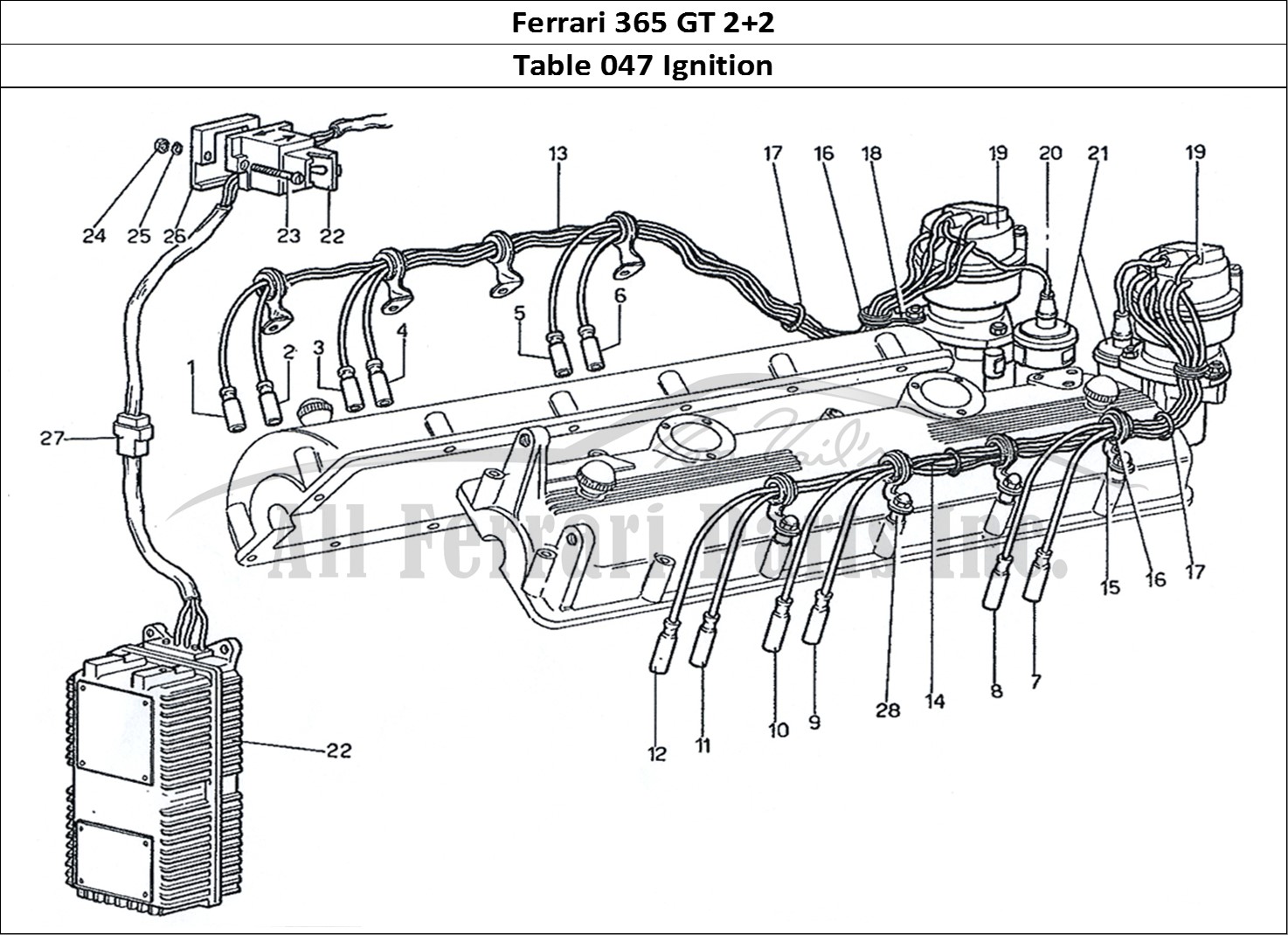 Ferrari Parts Ferrari 365 GT 2+2 (Mechanical) Page 047 Ignition