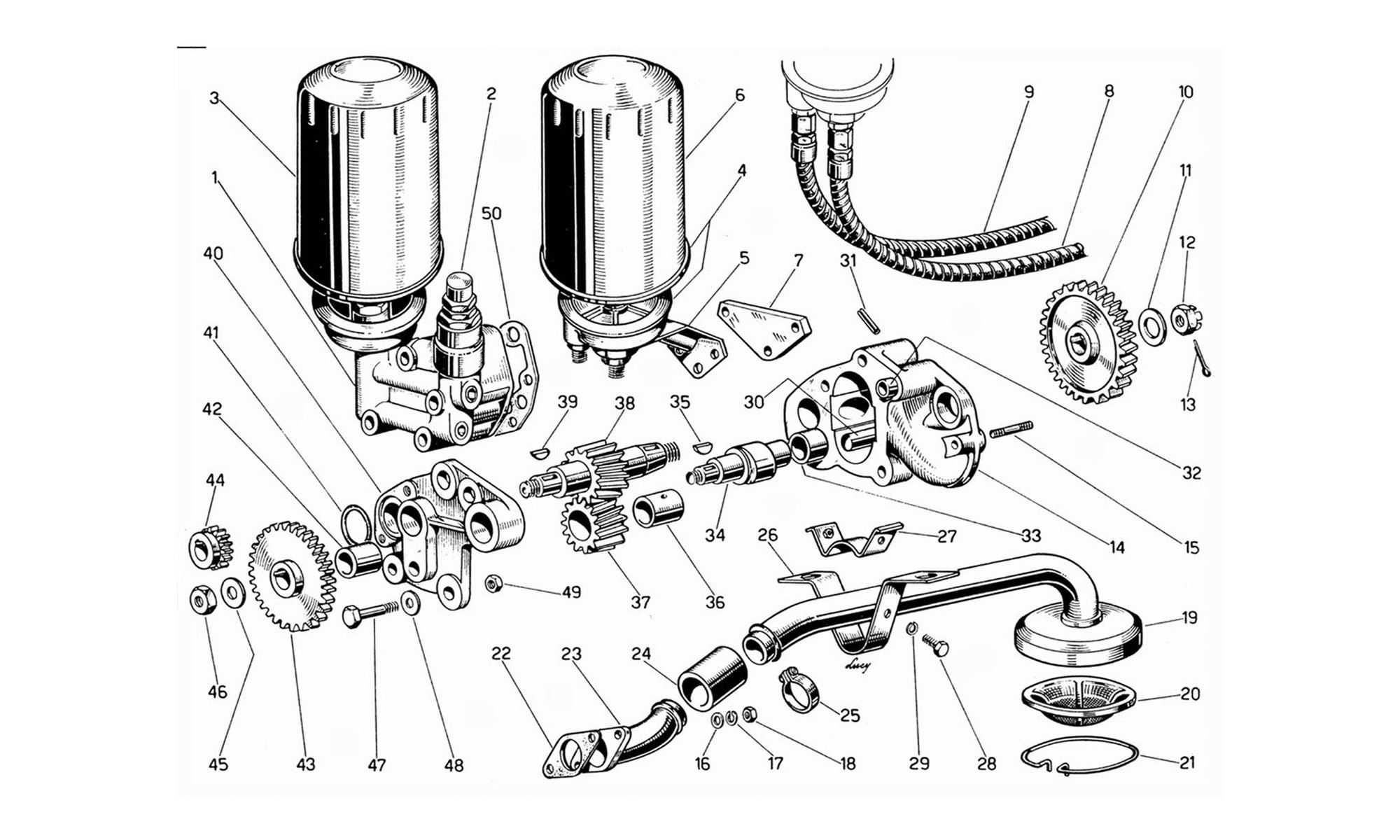 Ferrari Parts Ferrari 330 GT Page 011 Oil Pump and Filters