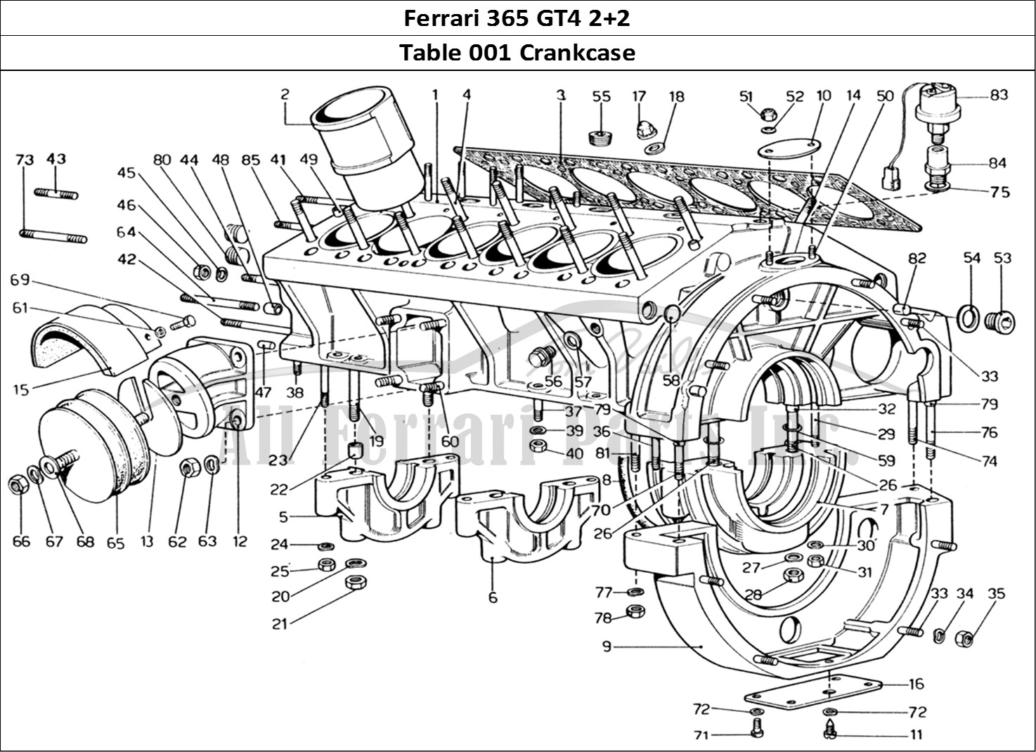 Ferrari Parts Ferrari 365 GT4 2+2 (1973) Page 001 Crankcase
