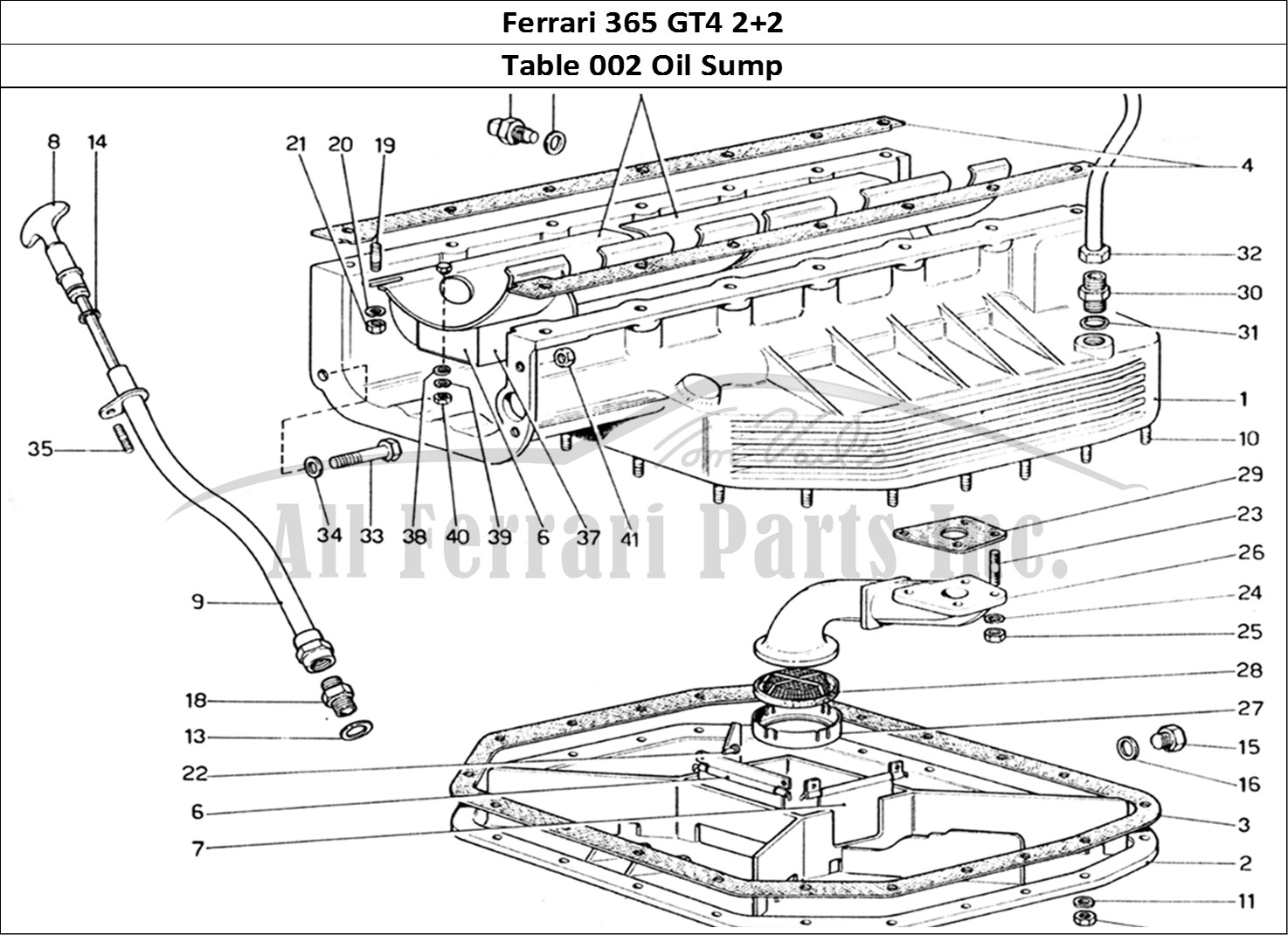 Ferrari Parts Ferrari 365 GT4 2+2 (1973) Page 002 Oil Sump