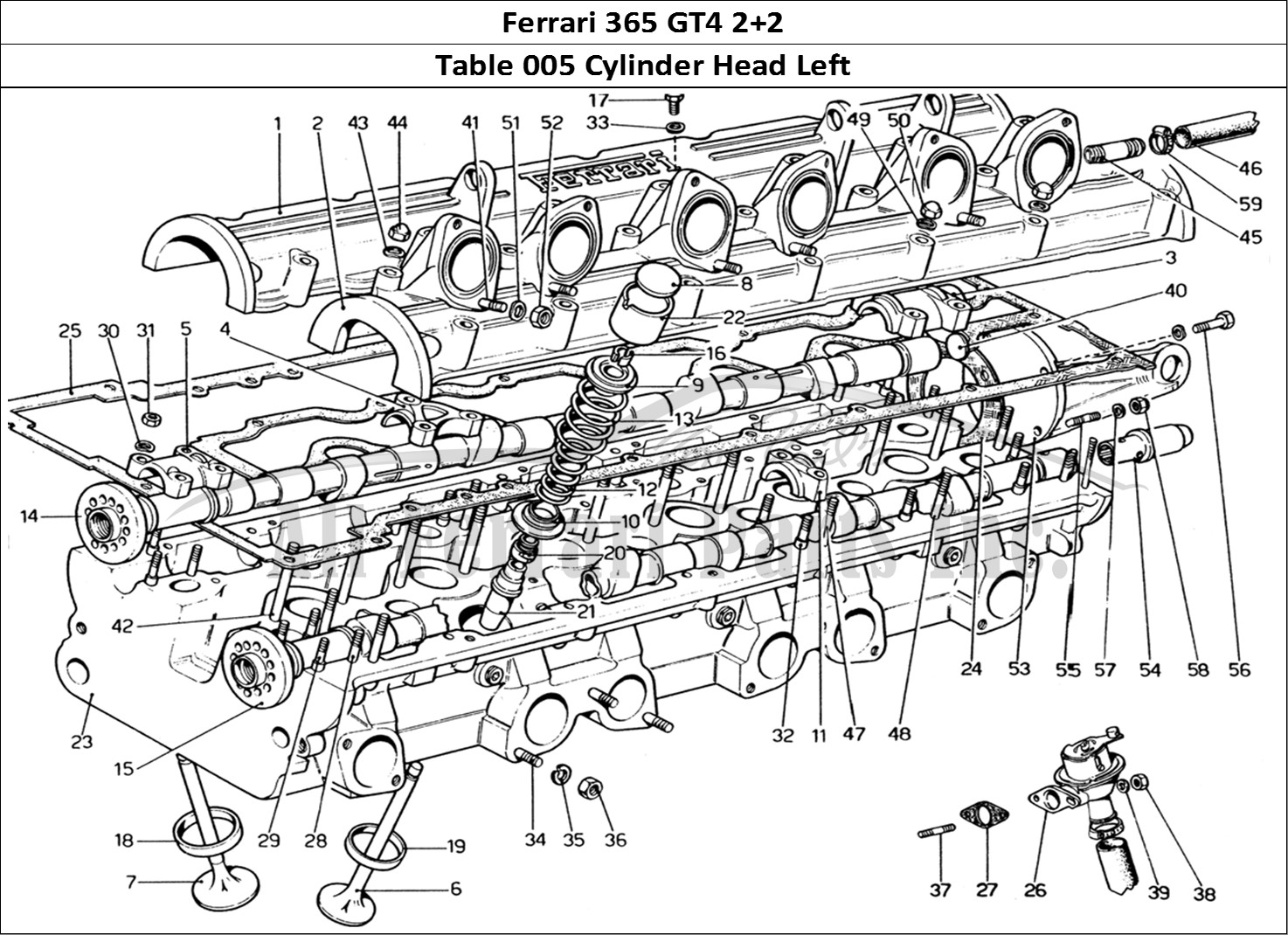 Ferrari Parts Ferrari 365 GT4 2+2 (1973) Page 005 Cylinder Head (Lelt)