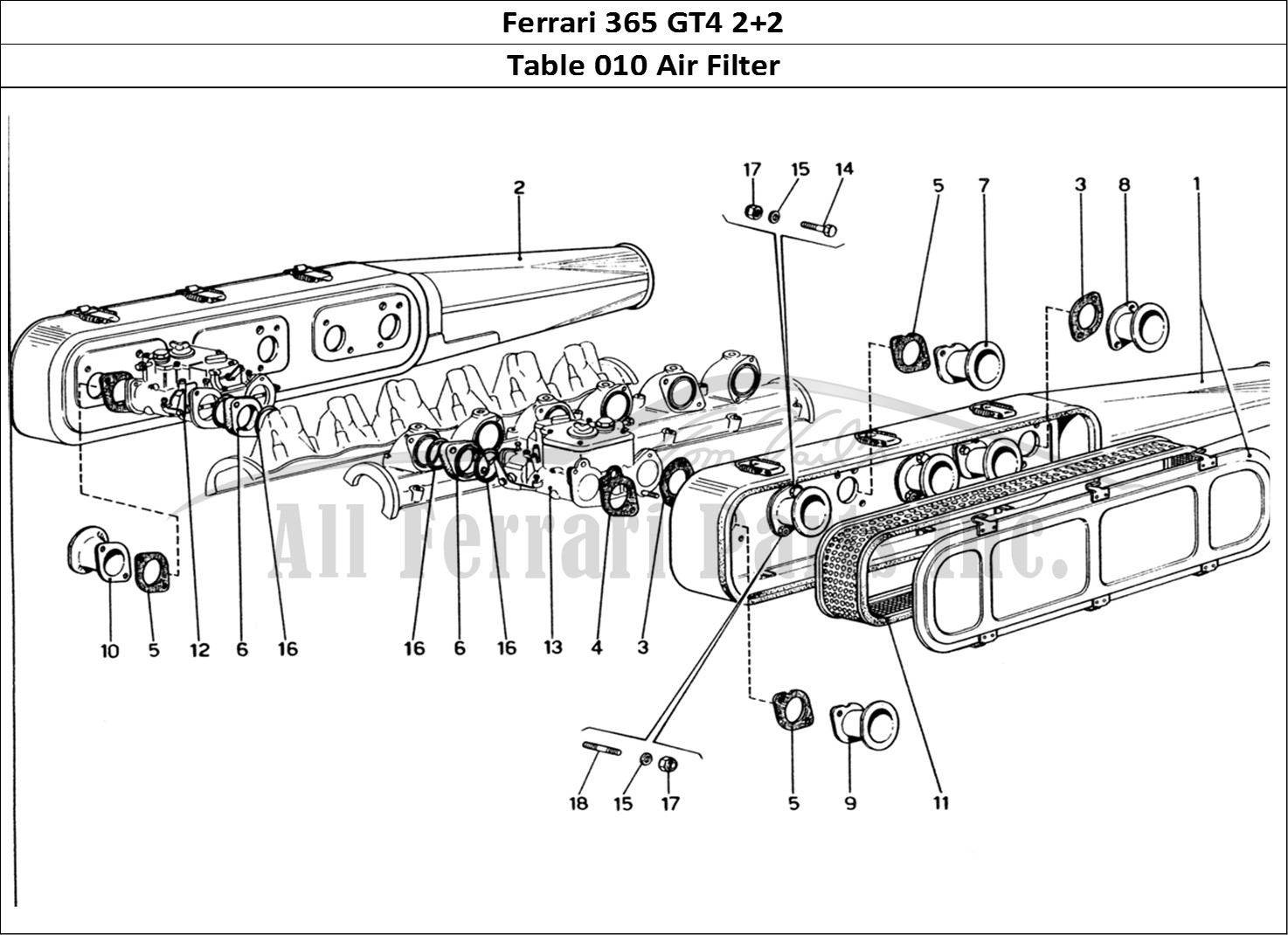 Ferrari Parts Ferrari 365 GT4 2+2 (1973) Page 010 Air Filters
