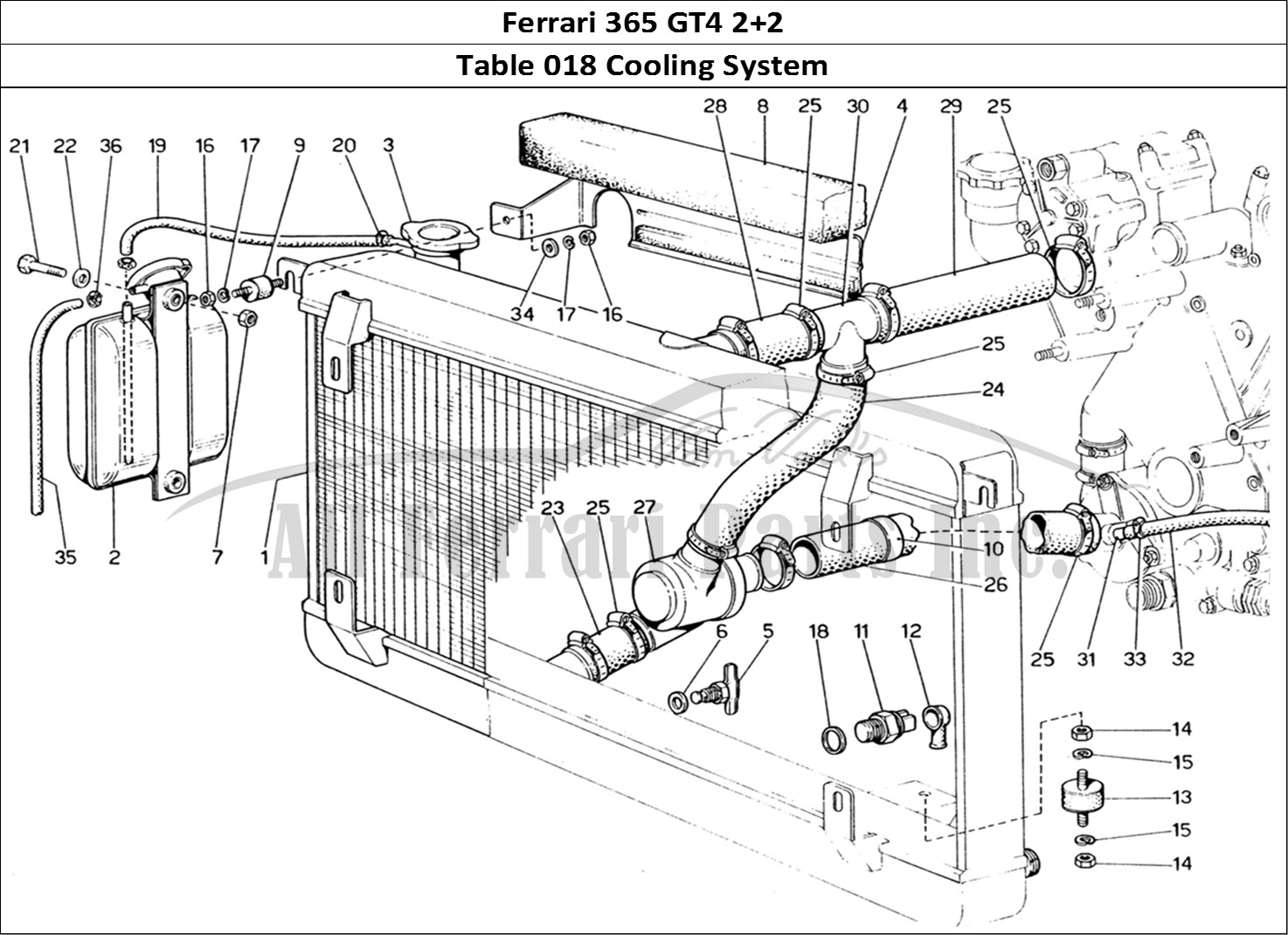 Ferrari Parts Ferrari 365 GT4 2+2 (1973) Page 018 Cooling System