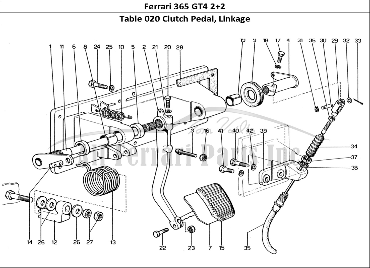 Ferrari Parts Ferrari 365 GT4 2+2 (1973) Page 020 Pedal Board - Clutch Cont