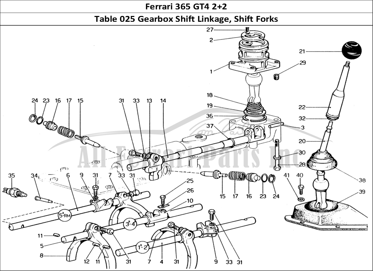 Ferrari Parts Ferrari 365 GT4 2+2 (1973) Page 025 Gearbox Outer and Inner C
