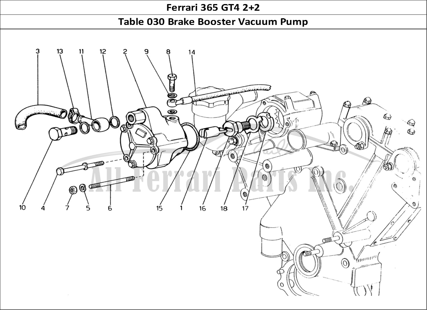 Ferrari Parts Ferrari 365 GT4 2+2 (1973) Page 030 Brake Booster Vacuum Pump