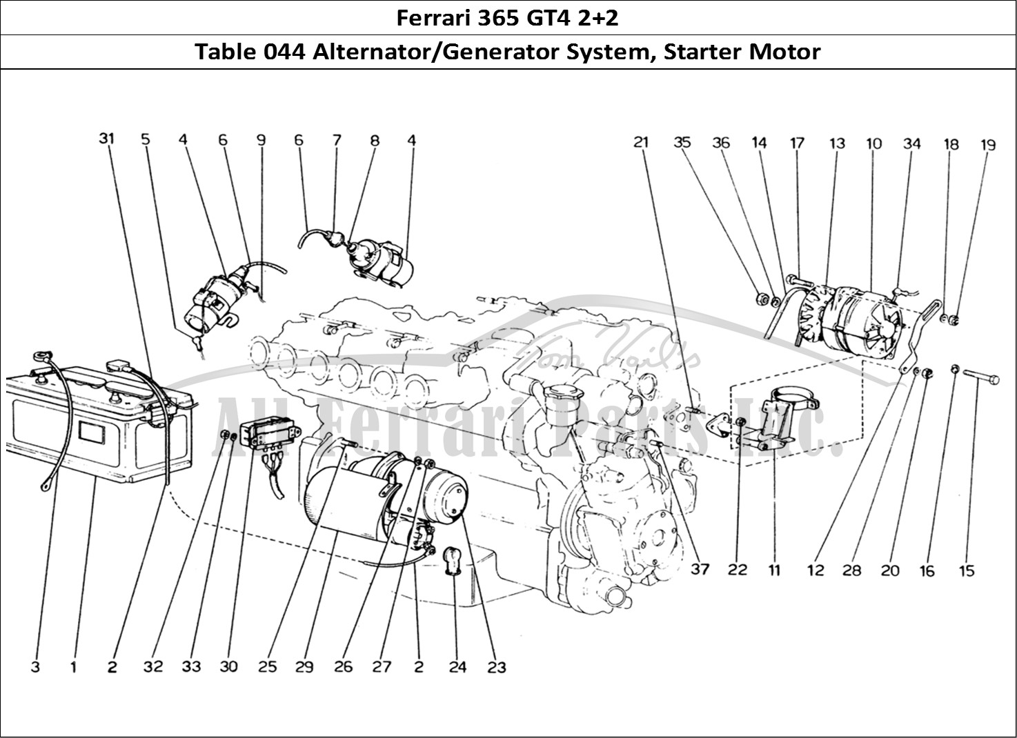 Ferrari Parts Ferrari 365 GT4 2+2 (1973) Page 044 Current Generating System