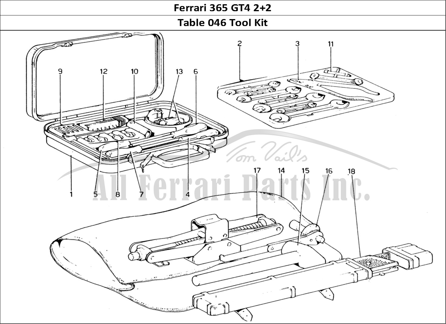 Ferrari Parts Ferrari 365 GT4 2+2 (1973) Page 046 Tool-Kit