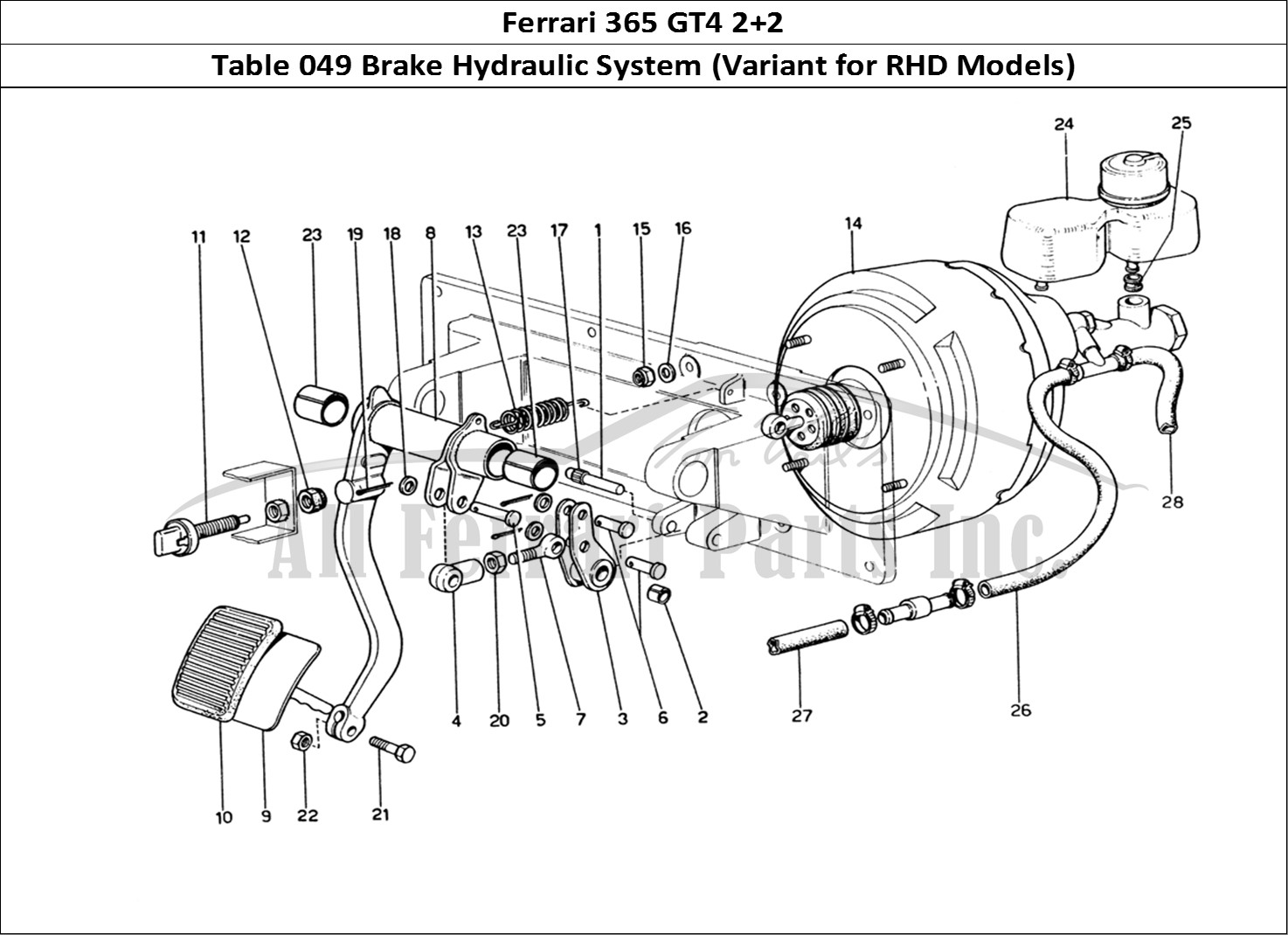 Ferrari Parts Ferrari 365 GT4 2+2 (1973) Page 049 Brake Hydraulic System (V