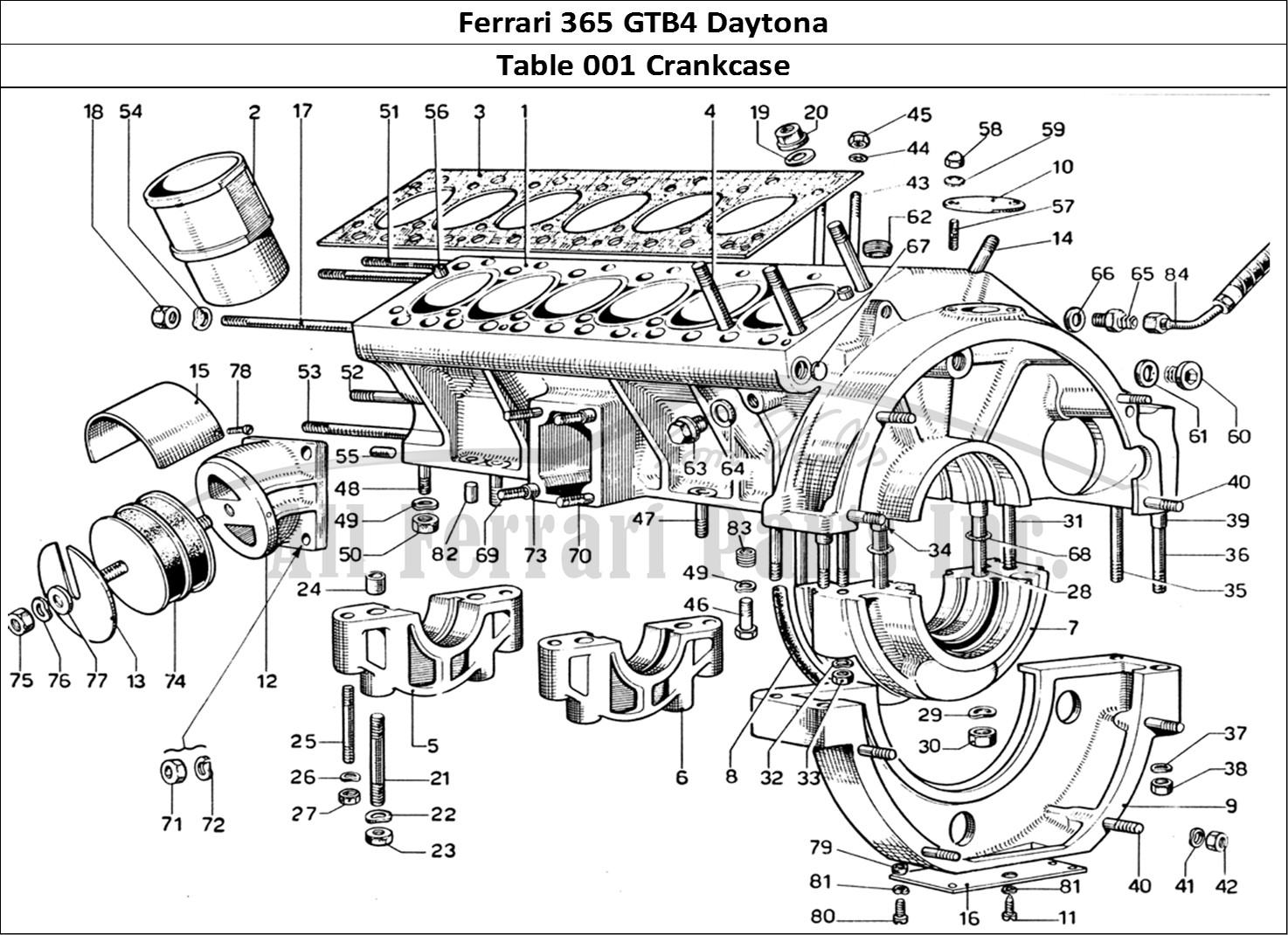 Ferrari Parts Ferrari 365 GTB4 Daytona (1969) Page 001 Crankcase