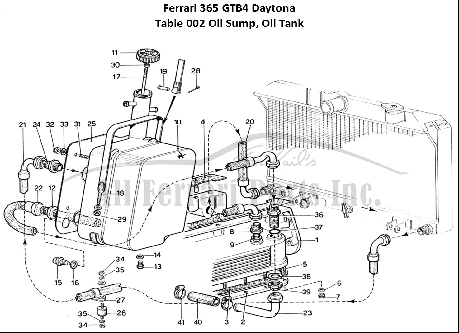Ferrari Parts Ferrari 365 GTB4 Daytona (1969) Page 002 Oil Sump & Oil Tank