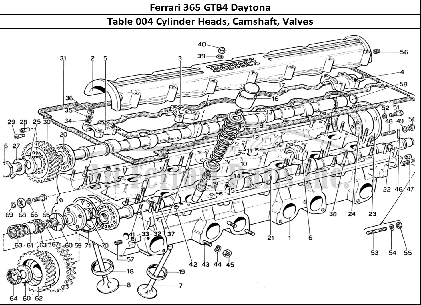 Ferrari Parts Ferrari 365 GTB4 Daytona (1969) Page 004 Cylinder Heads - Camshaft