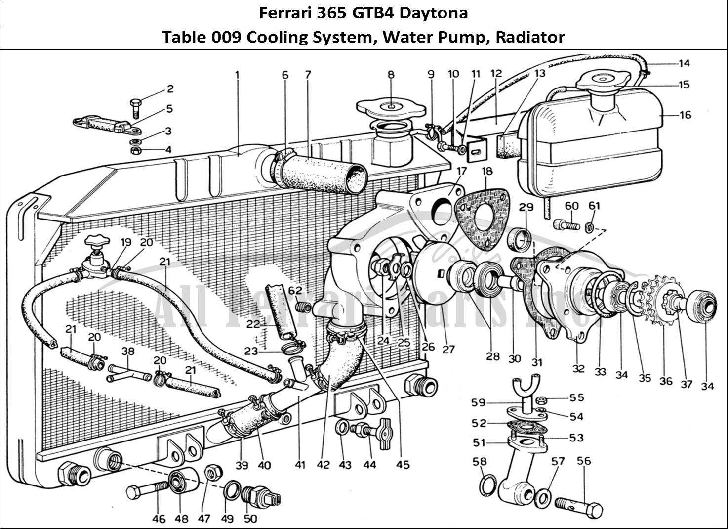 Ferrari Parts Ferrari 365 GTB4 Daytona (1969) Page 009 Cooling System - Water Pu