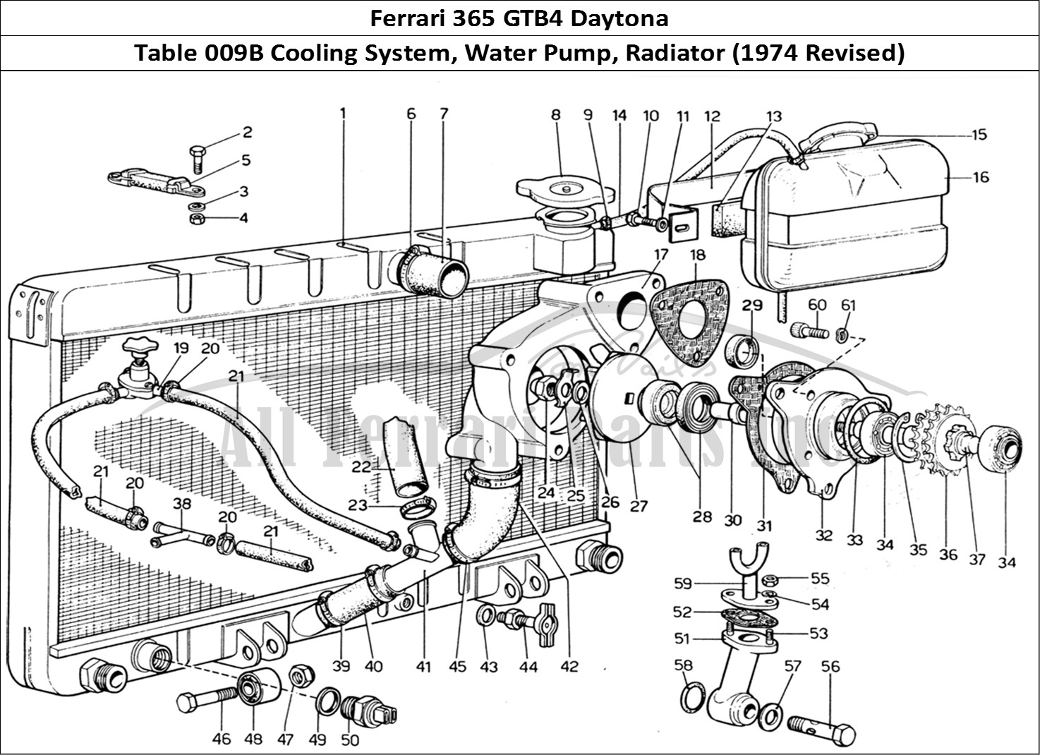 Ferrari Parts Ferrari 365 GTB4 Daytona (1969) Page 009 Cooling System - Water Pu
