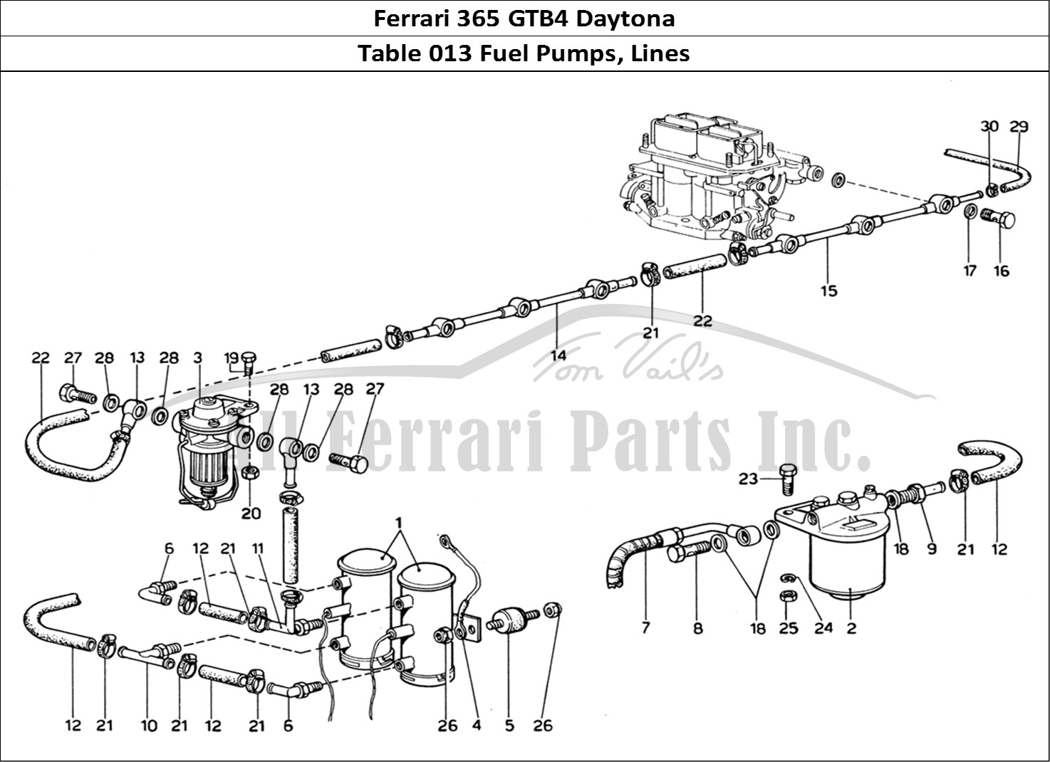Ferrari Parts Ferrari 365 GTB4 Daytona (1969) Page 013 Fuel Pumps & Fuel Pipes