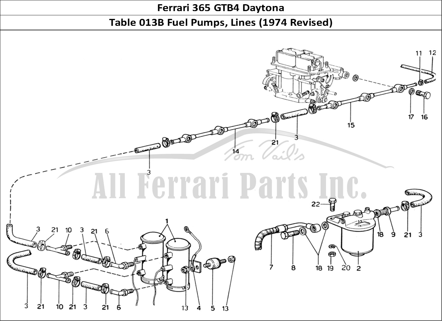 Ferrari Parts Ferrari 365 GTB4 Daytona (1969) Page 013 Fuel Pumps & Fuel Pipes (