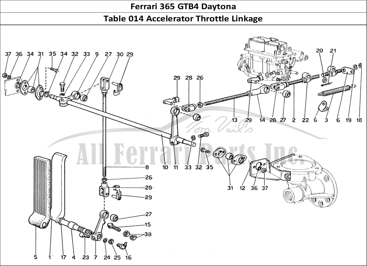 Ferrari Parts Ferrari 365 GTB4 Daytona (1969) Page 014 Accelerator Control
