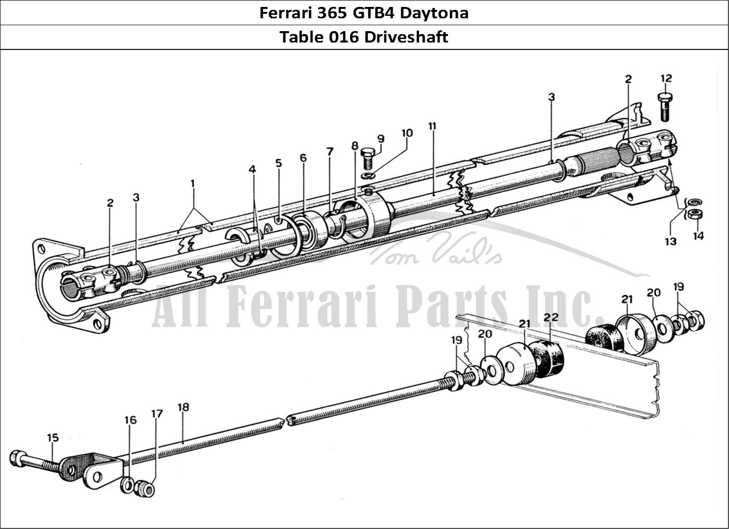 Ferrari Parts Ferrari 365 GTB4 Daytona (1969) Page 016 Transmission Shaft