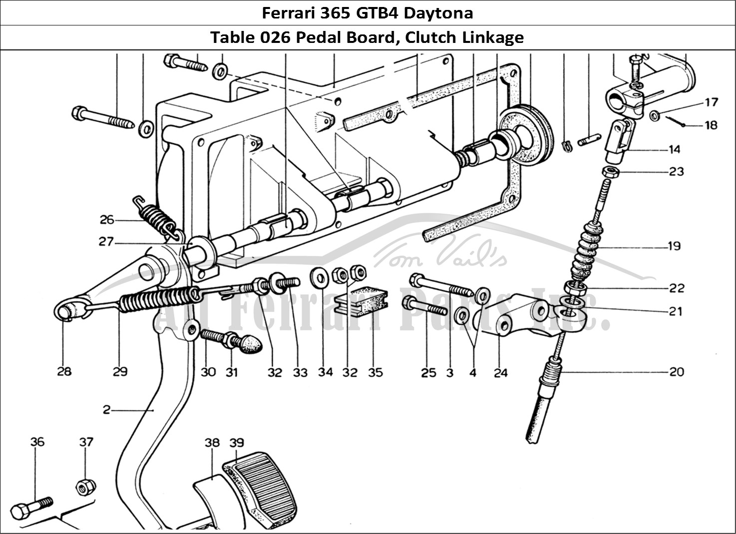 Ferrari Parts Ferrari 365 GTB4 Daytona (1969) Page 026 Pedal Board & Clutch Cont
