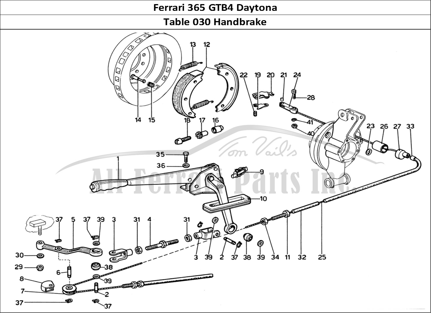 Ferrari Parts Ferrari 365 GTB4 Daytona (1969) Page 030 Hand Brake Control