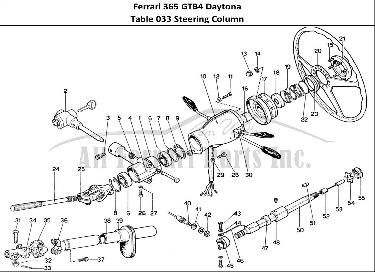 Ferrari Parts Ferrari 365 GTB4 Daytona (1969) Page 033 Steering Control