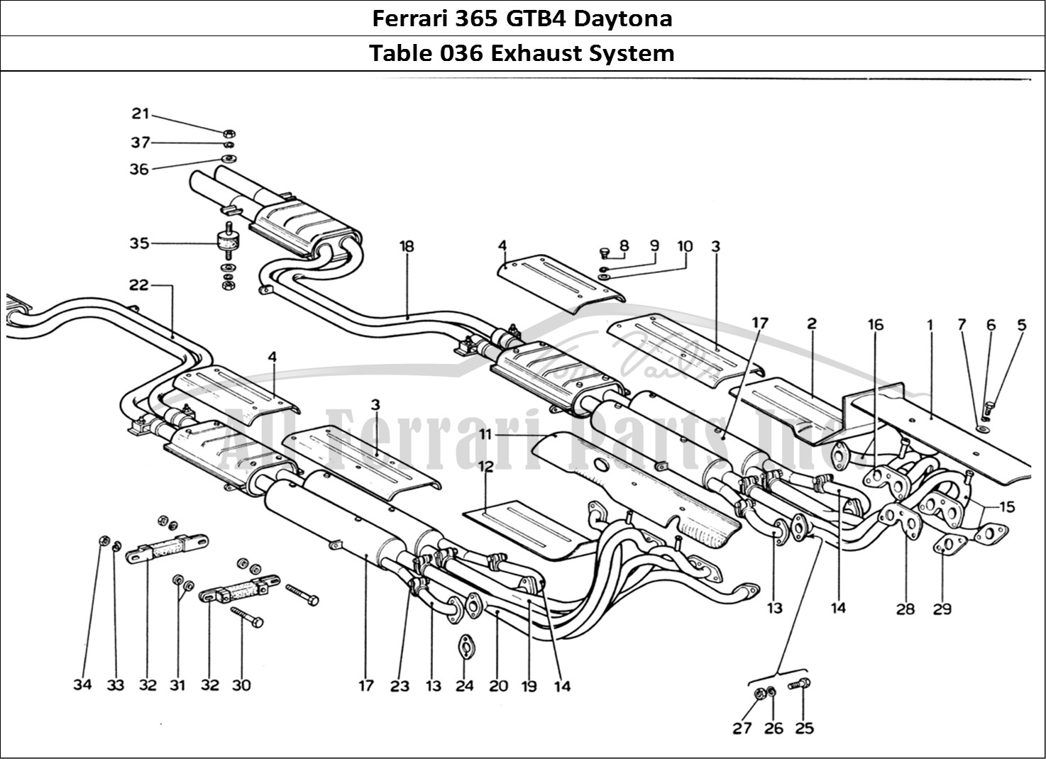 Ferrari Parts Ferrari 365 GTB4 Daytona (1969) Page 036 Exhaust System